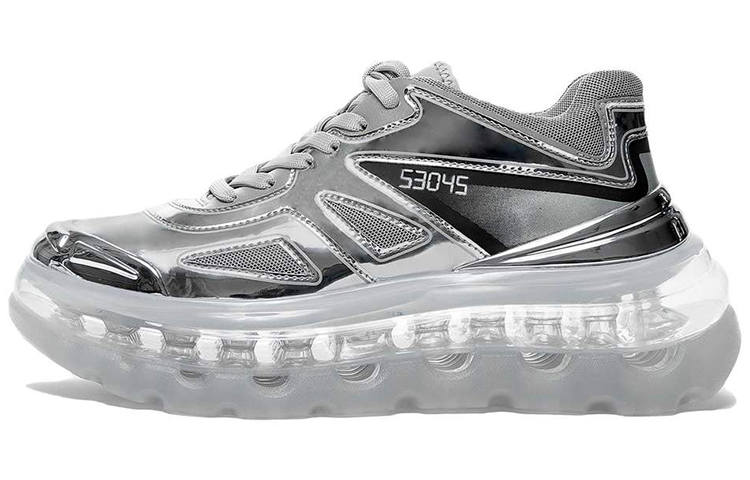 Shoes53045 Casual Shoes Unisex Low Top Silvery White