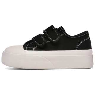 WENPU Canvas Lightweight Breathable Height Increasing Low top Skateboard Shoes Women's