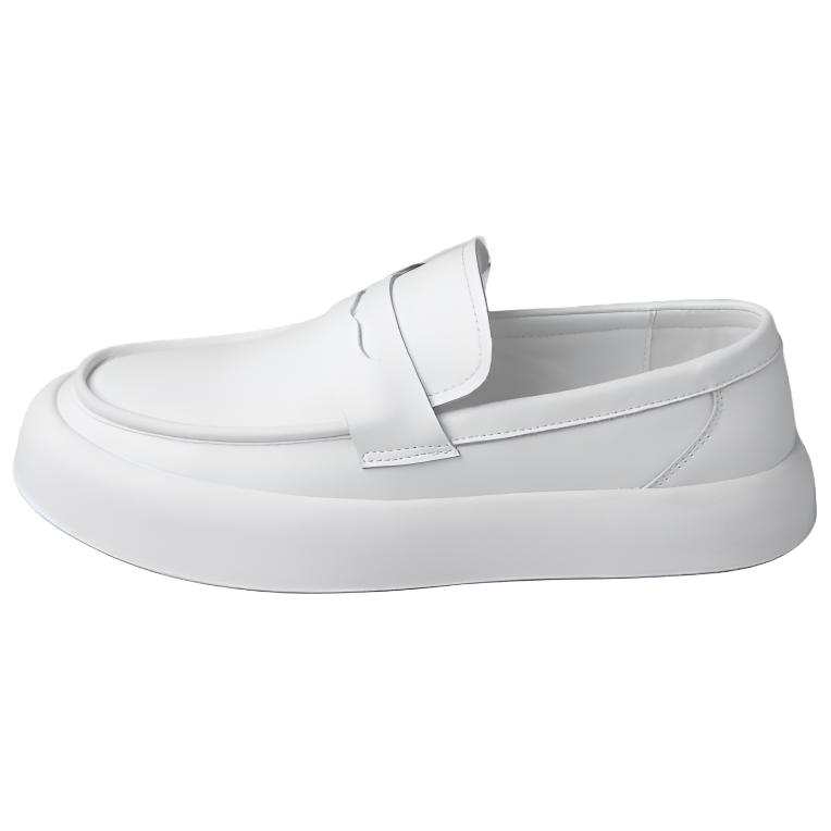 CKVUSAMG Top Grain Cow Leather Casual Shoes Men's White