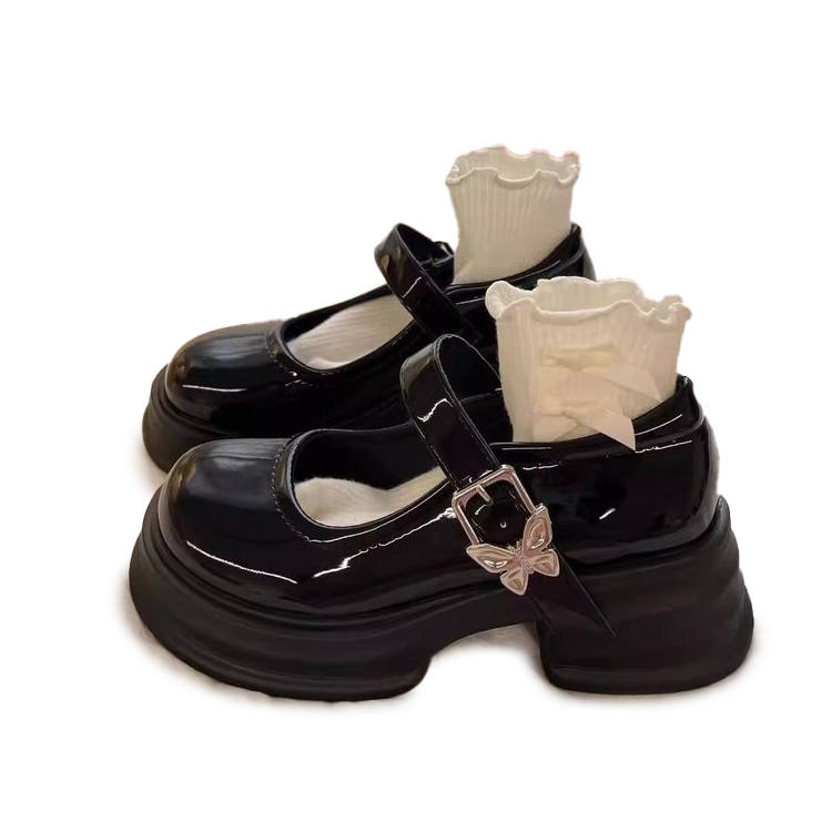 LIANGHUO Chunky Heel Mary Jane Shoes Women's Black