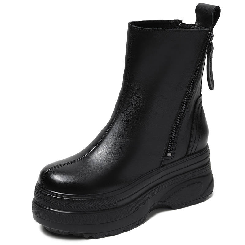Devanro Devanro Top Grain Cow Leather Ankle Boots High Heel Women's