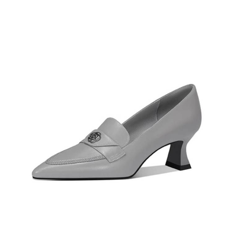 JESSICA SOPHIA Sheepskin Flared Heel High Heels 6CM Women's