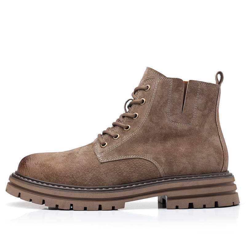 LUNMADENG Cow Suede Short Combat Boots Men's