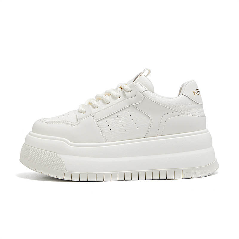 KEKAFU Artificial Leather Slip Resistant, Abrasion Resistant, Height Increasing Low top Casual Shoes Women's Beige