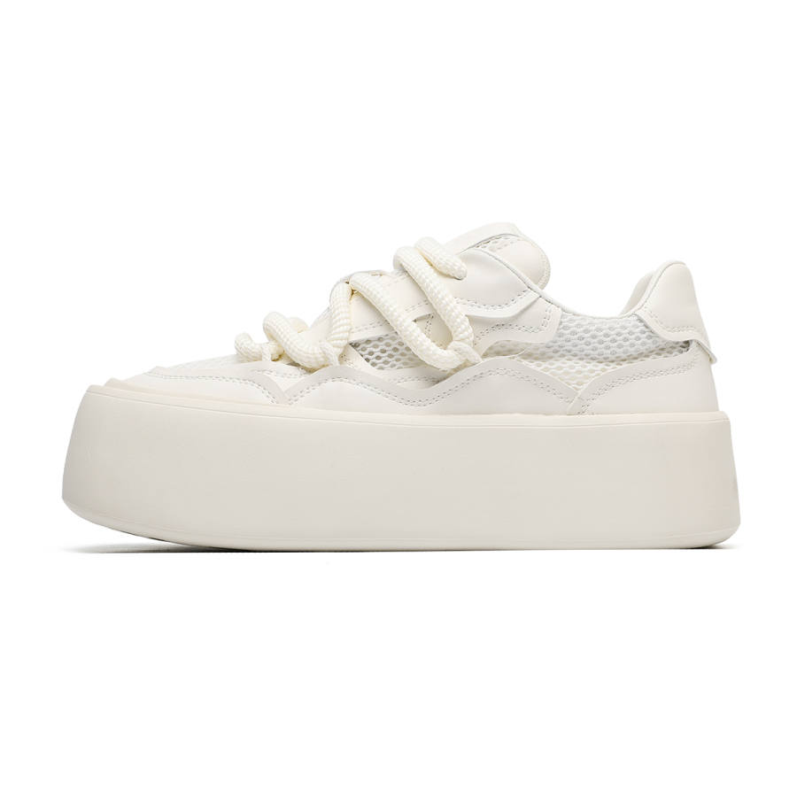 JUMP&FISH Breathable Height Increasing Breathable Height Increasing Low top Skateboard Shoes Men's White