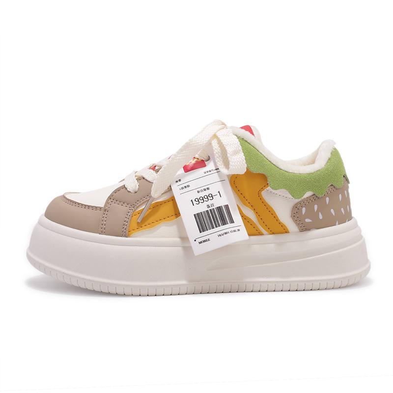 ZHANGXIAOJIE Artificial Leather Slip Resistant Abrasion Resistant Low top Casual Shoes Women's Beige