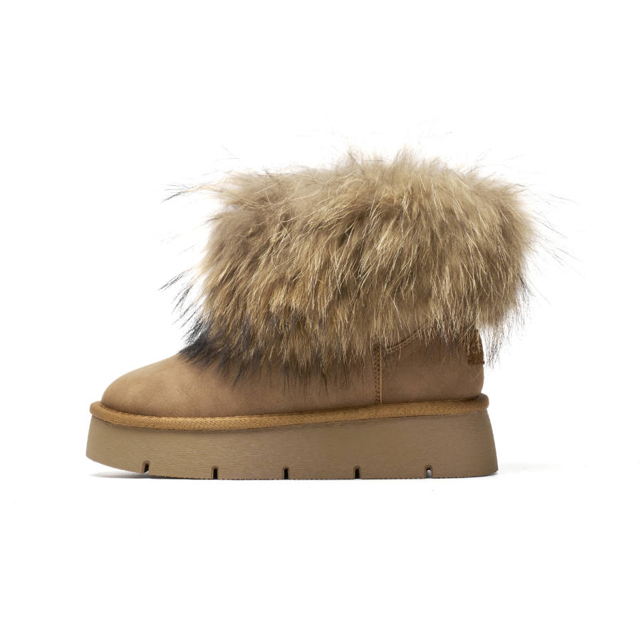 C°BANNER Abrasion Resistant Fashion Trend, Fleece Lined Short Snow Boots Women's Camel