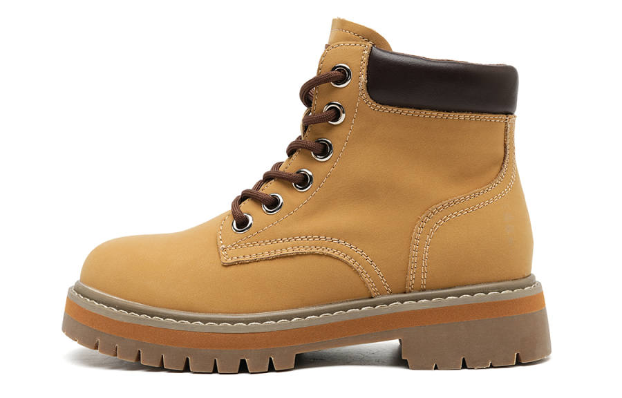 EBLAN EBLAN Leather Short Combat Boots Women's Yellow
