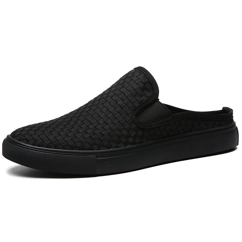 SENJIALUO Rubber Sole Slip Resistant Abrasion Resistant Closed Toe Slippers Men's Black