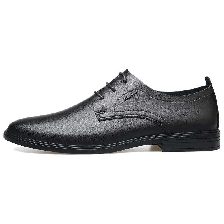 WENNAI Top Grain Cow Leather Casual Shoes Men's Black