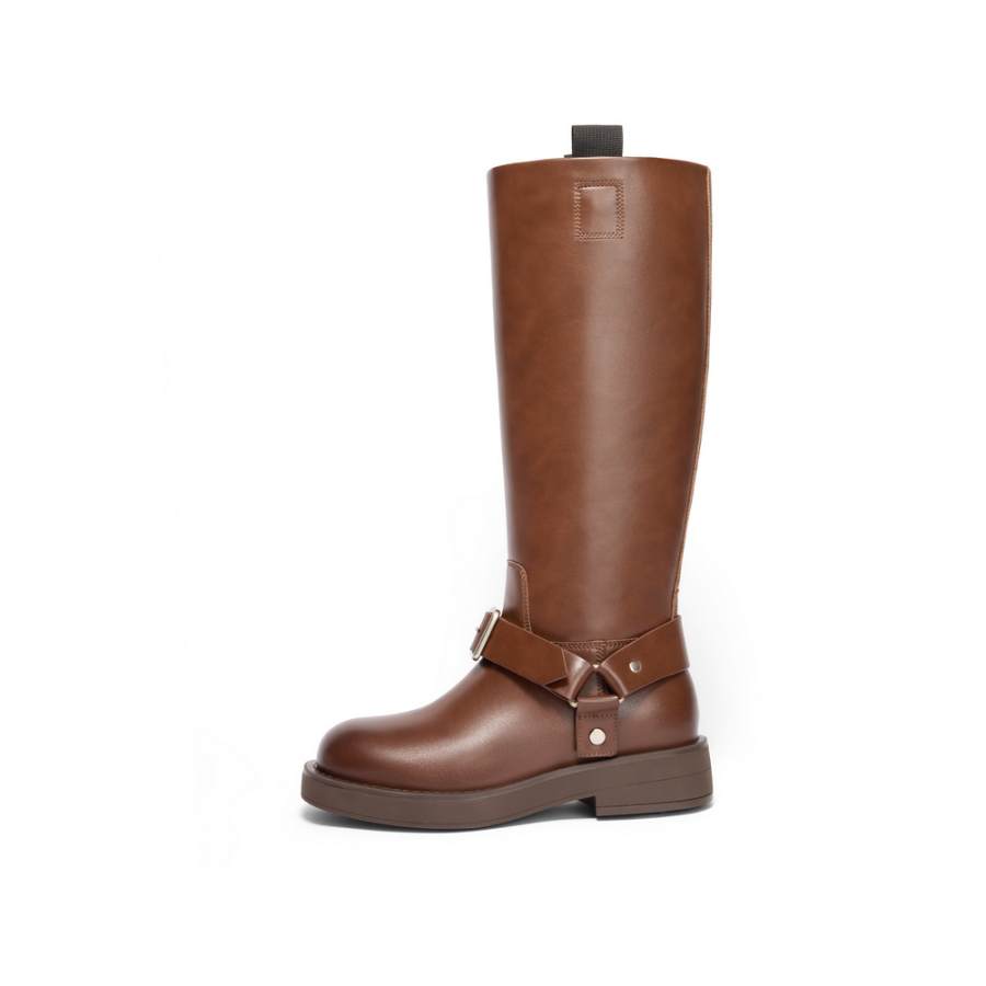 BELLE Platform Knight Boots Slimming Knee High Western Boots Comfortable Knee high Boots 3.5cm Women's Brown, Black