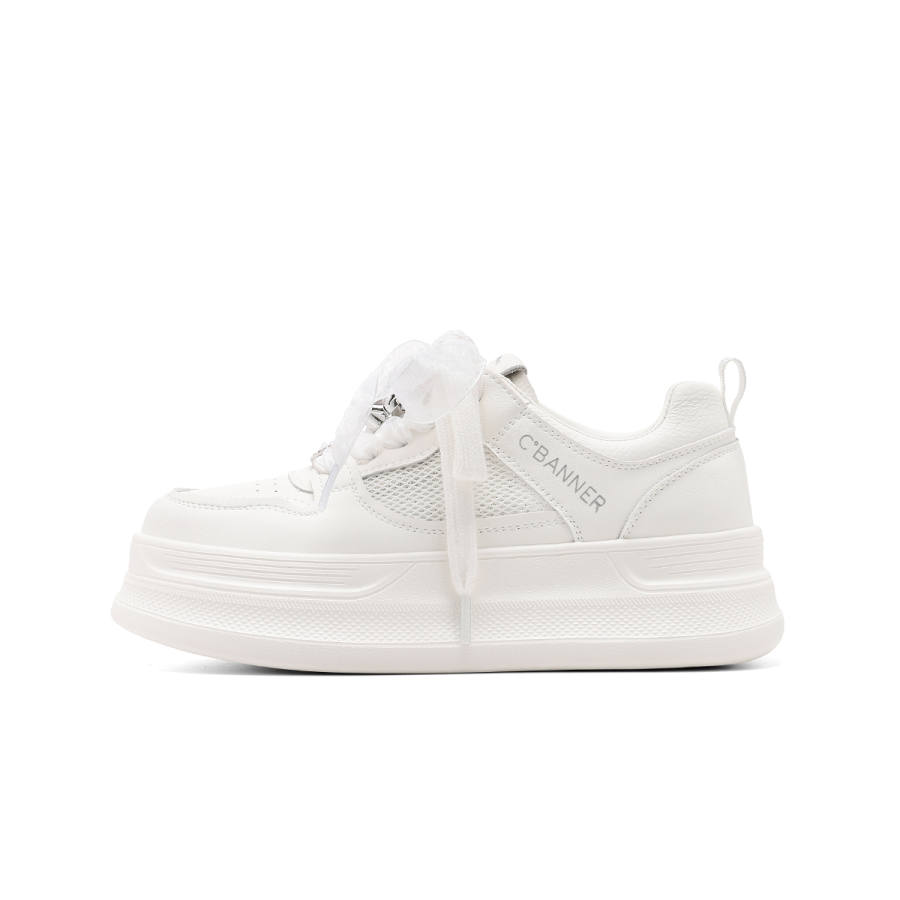 C°BANNER Synthetic Leather Abrasion Resistant Low top Skateboard Shoes Women's White