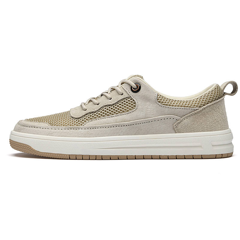 YINGLUNQISHI Top Grain Cow Leather Low top Skateboard Shoes Men's Sand