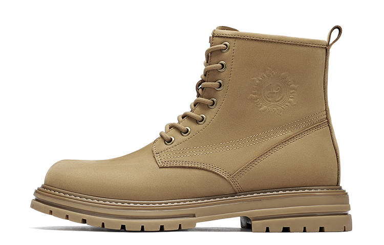 HARSON HARSON Cow Leather Combat Boots Men's Yellow Brown