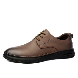 DILIKAN Casual Leather Shoes Men's Low Top Brown