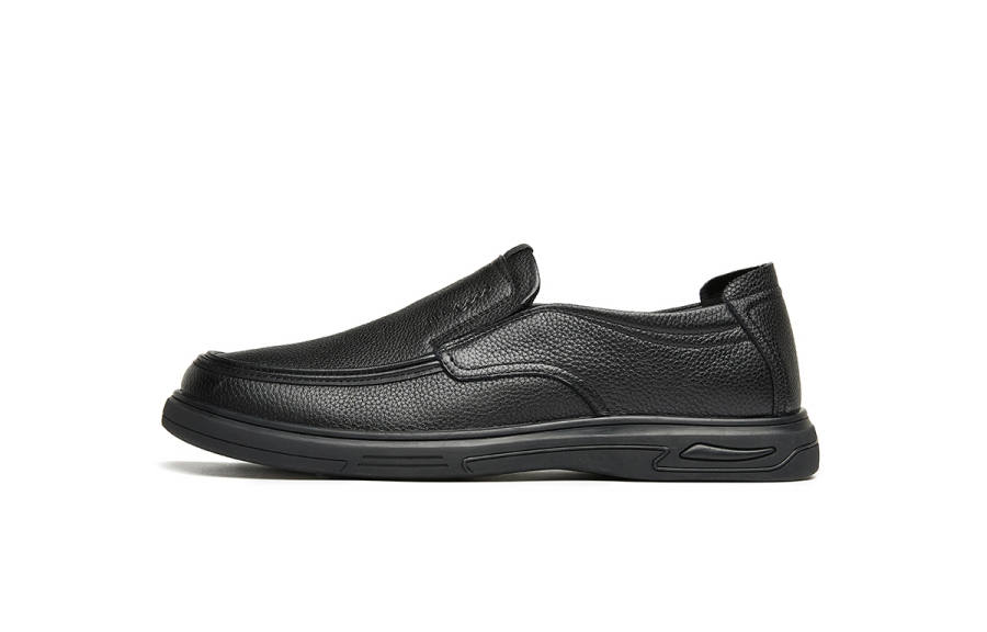 HLA Top Grain Cow Leather Casual Leather Shoes Men's Black
