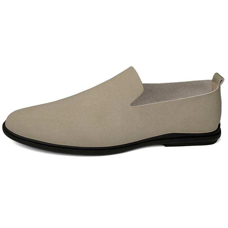 YINGLUNQISHI Top Grain Cow Leather Casual Shoes Men's Apricot