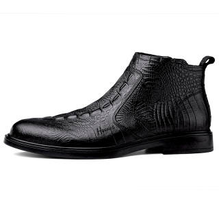HAOXING Top Grain Cow Leather Casual Shoes Men's Black