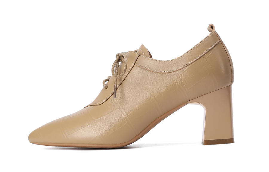 VEDULLAR Sheepskin Chunky Heel High Heels 6.5cm Women's