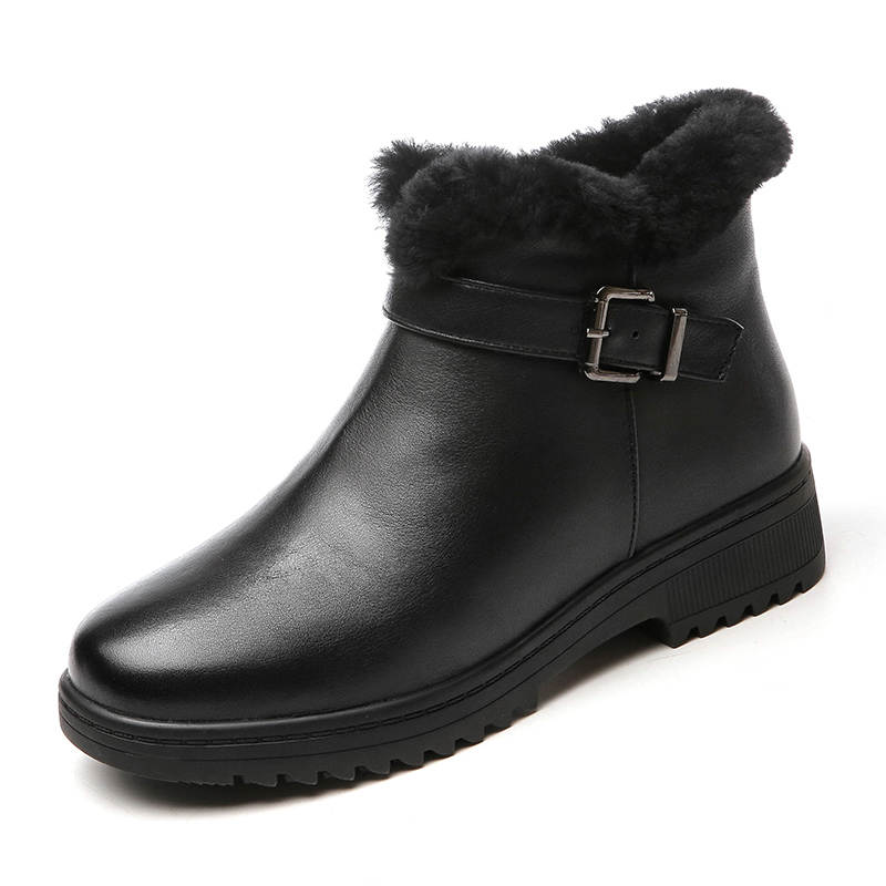 XINNUO Top Grain Cow Leather Ankle Boots 4.5cm Women's Black