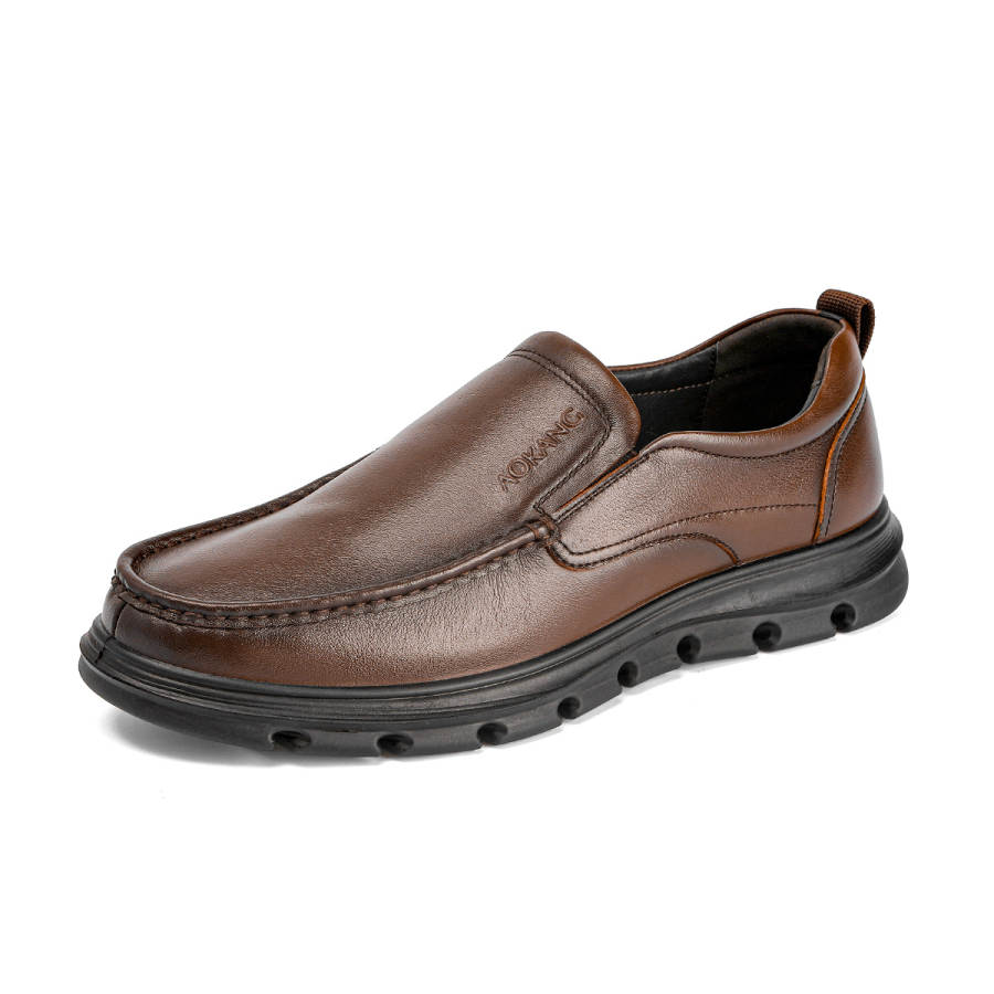 AOKANG Casual Leather Shoes Men's Brown