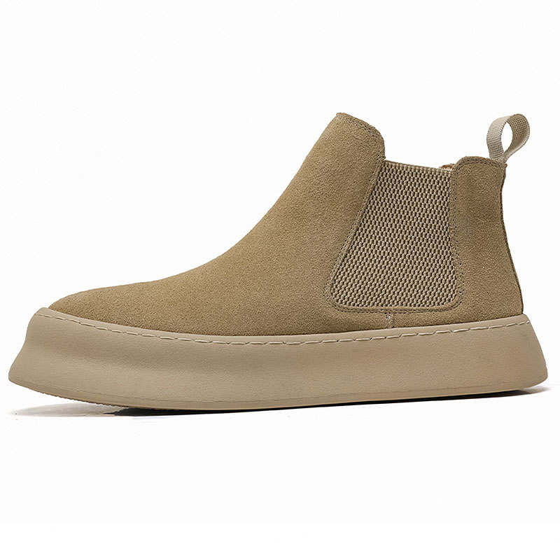 KAQIAODI Cow Suede Fleece Lined, Platform, Vintage Short Chelsea Boots Men's