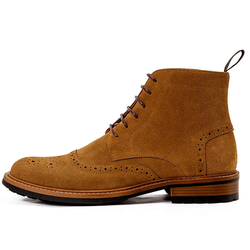 Devanro Devanro Cow Suede Short Combat Boots Men's Brown