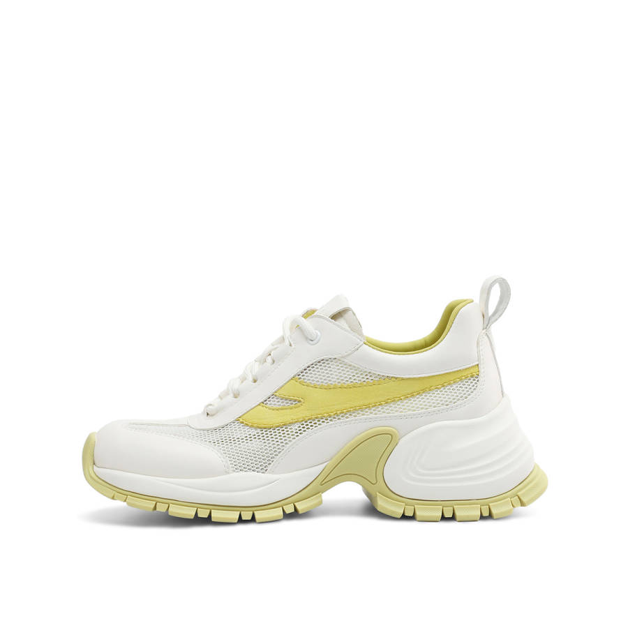 Rosa Bianca Textile, Split Cow Leather Breathable Height Increasing Low top Chunky Sneakers Women's