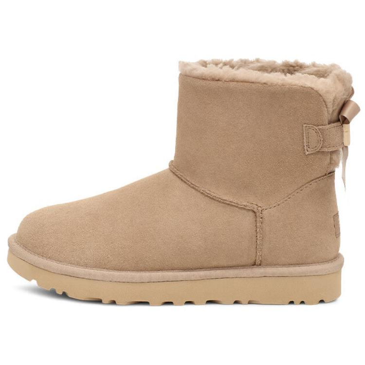 UGG Bailey B2S Cow Split Leather Fleece Lined, Fashion, Minimalist Style Short Snow Boots Women's Sand