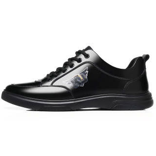 KJ Top Grain Cow Leather Men's Casual Shoes Men's Black