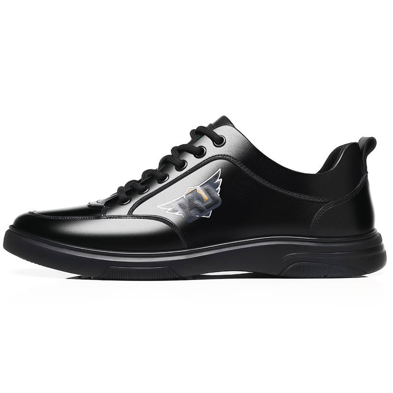 KJ Top Grain Cow Leather Men's Casual Shoes Men's Black