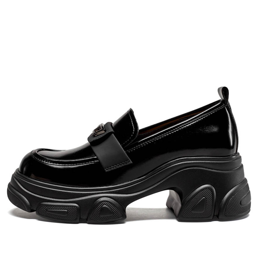YEARCON Women's 2024 Fall New Arrival Campus Style Chunky Heel Platform Height Increasing Fashion Loafers