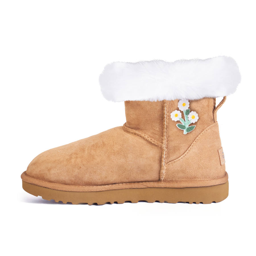 UGG Qingyue Dingduo Sheepskin Thermal Abrasion Resistant Short Snow Boots Women's Caramel