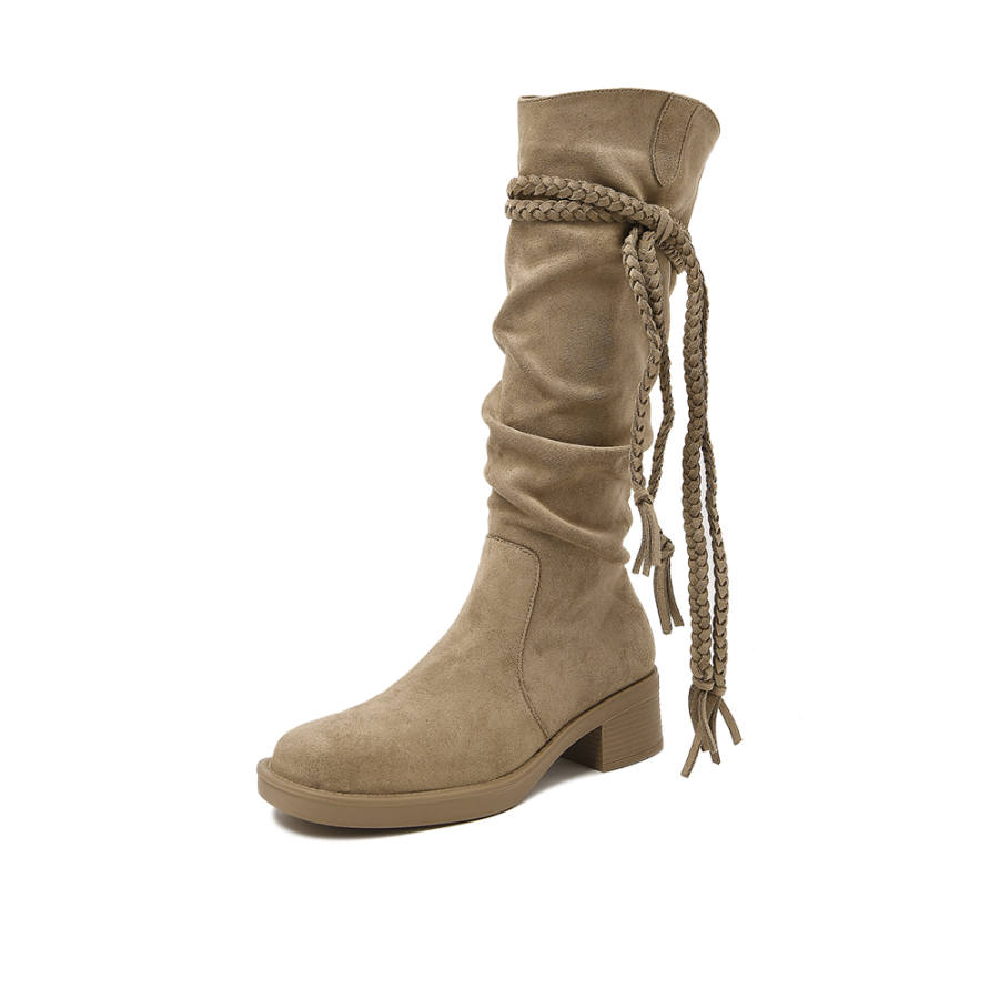 CAMEIDO Knee high Boots 5CM Women's Khaki