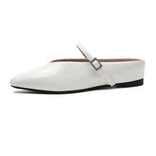 ABIDJAN Rubber Sole Leather Patchwork Odor Resistant Closed Toe Slippers Women's