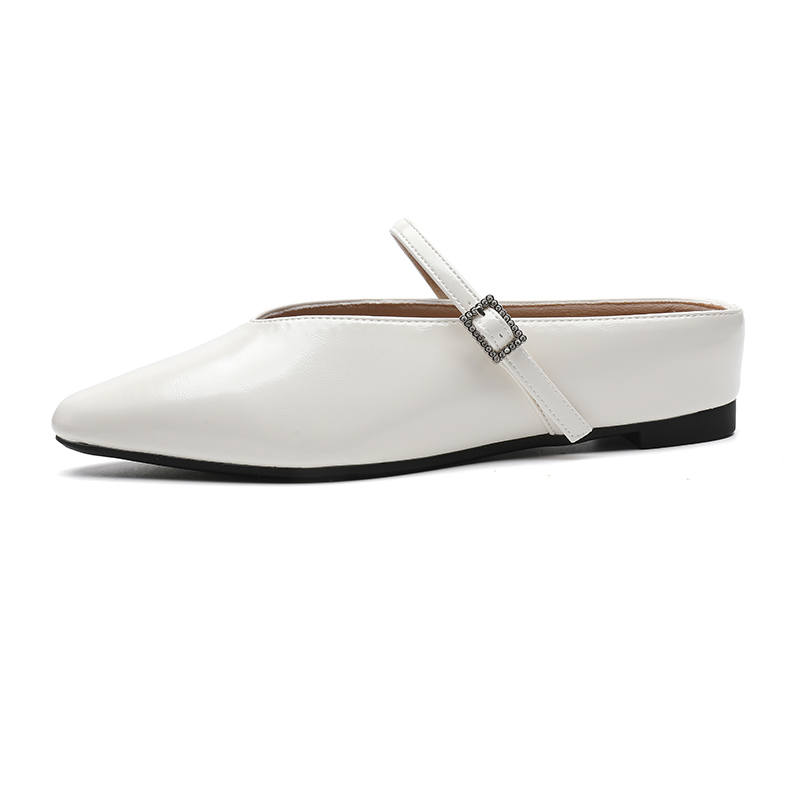 ABIDJAN Rubber Sole Leather Patchwork Odor Resistant Closed Toe Slippers Women's