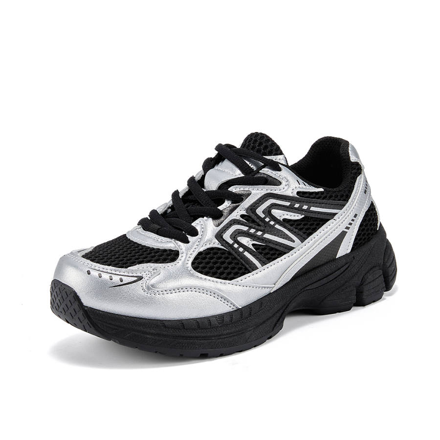 La Chapelle Mesh Cushioning Slip Resistant Breathable Low top Chunky Sneakers Women's Black