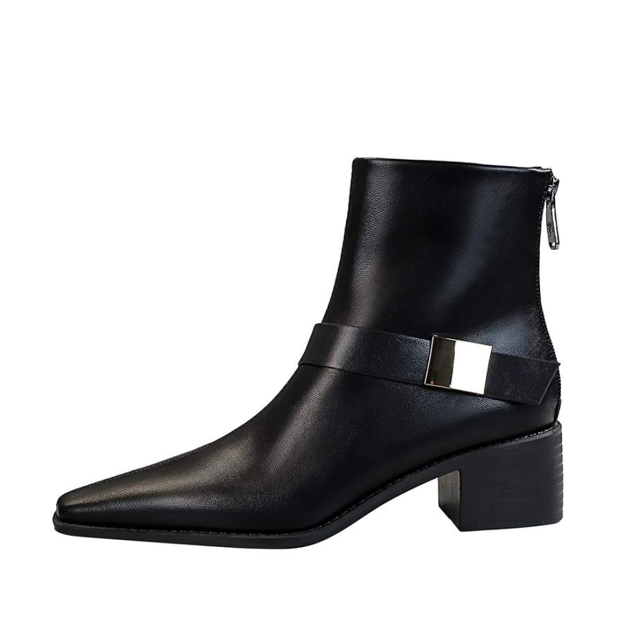 Bamiti Like Walking On A Level Surface Microfiber Leather Ankle Boots 4cm Women's Black