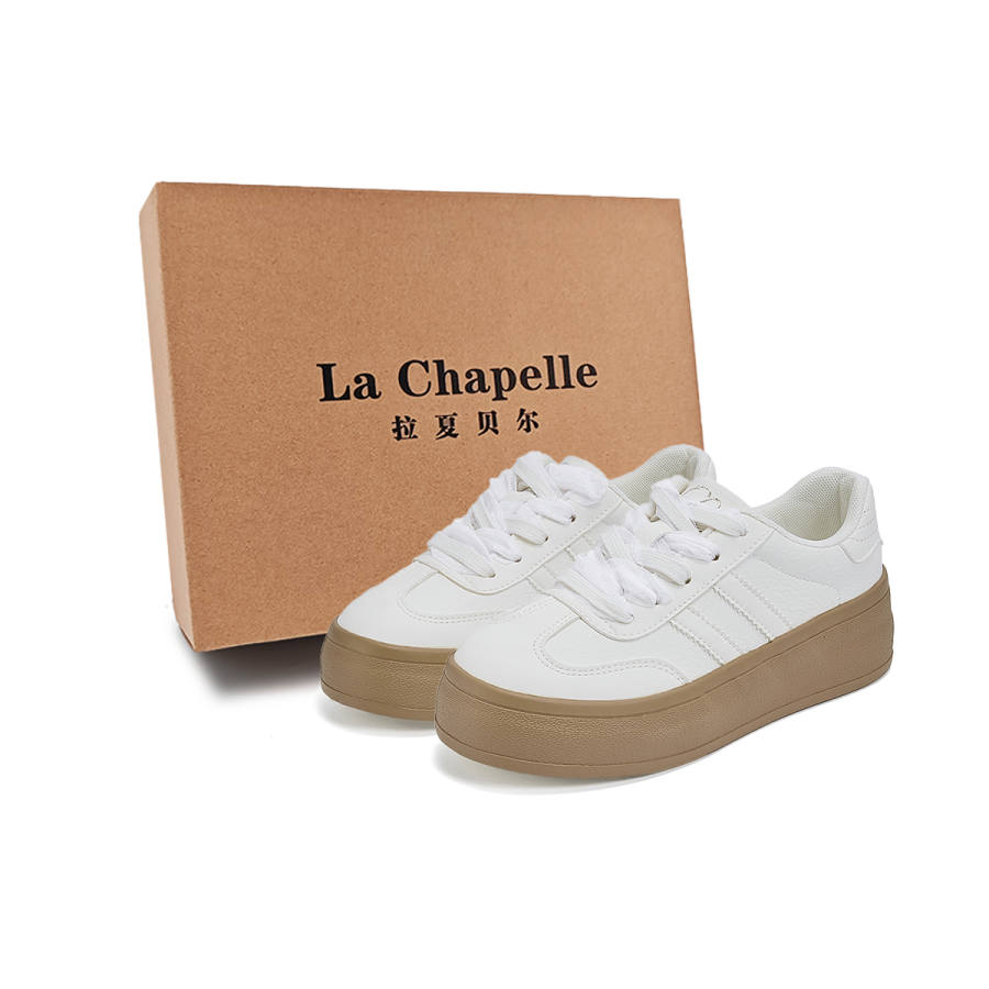 La Chapelle Anti Slip And Wear Resistant Height Increasing Low Top Skateboard Shoes Women's Beige