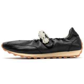 FOOT INDUSTRY Flat Mary Jane Shoes Women's Black Runs One Size Larger