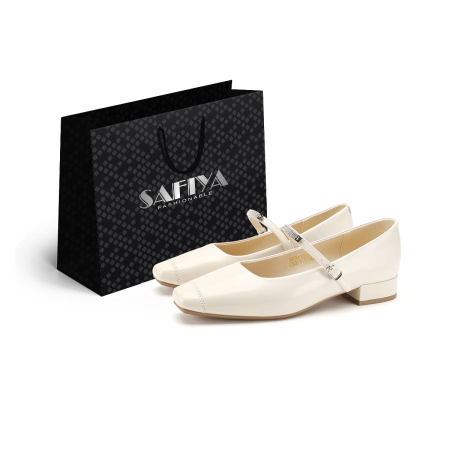 Safiya Cow Leather Chunky Heel Mary Jane Shoes Women's