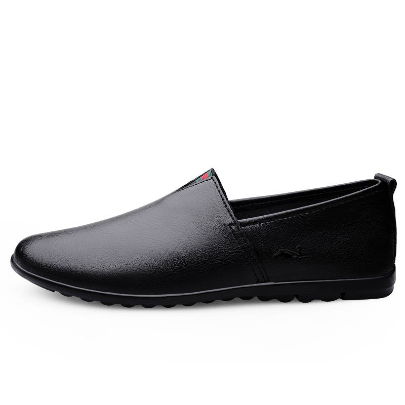 YINGLUNQISHI Cow Leather Casual Shoes Men's Black