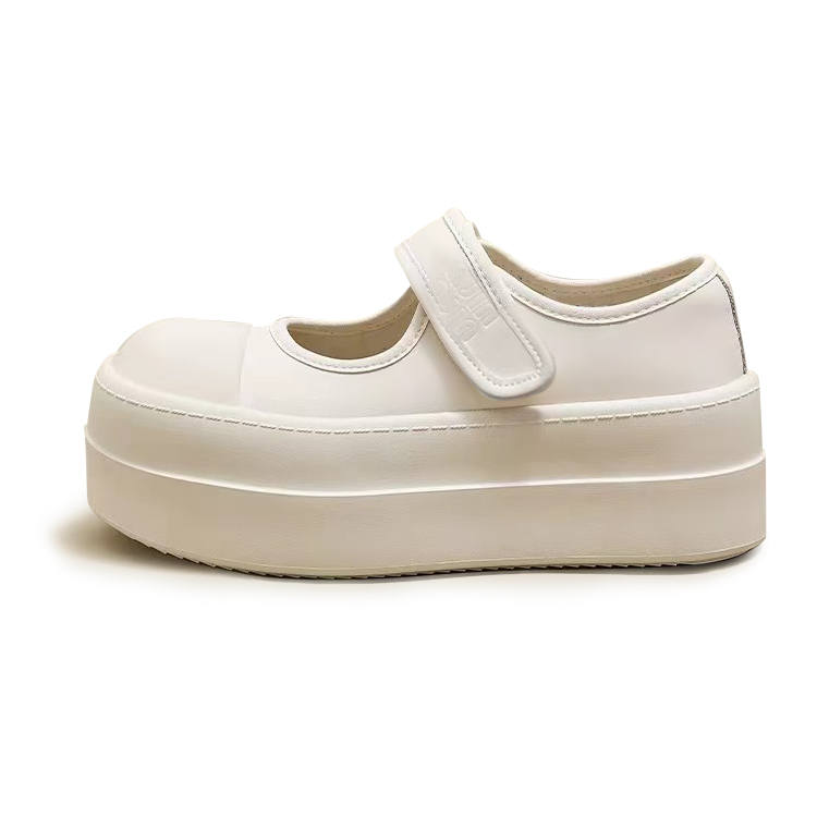 VICTORIA&VERA Synthetic Leather Platform Mary Jane Shoes Women's Ecru