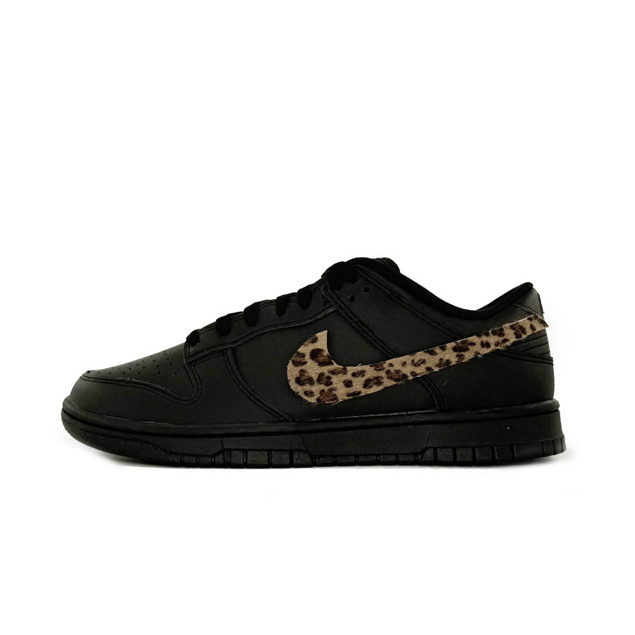 Nike Nike Dunk Leopard Print Wear resistant And Lightweight Low top Skateboard Shoes Unisex Black