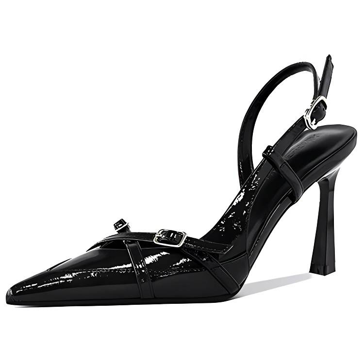 LANMOU Slim Heel High Heels 8cm Women's Black
