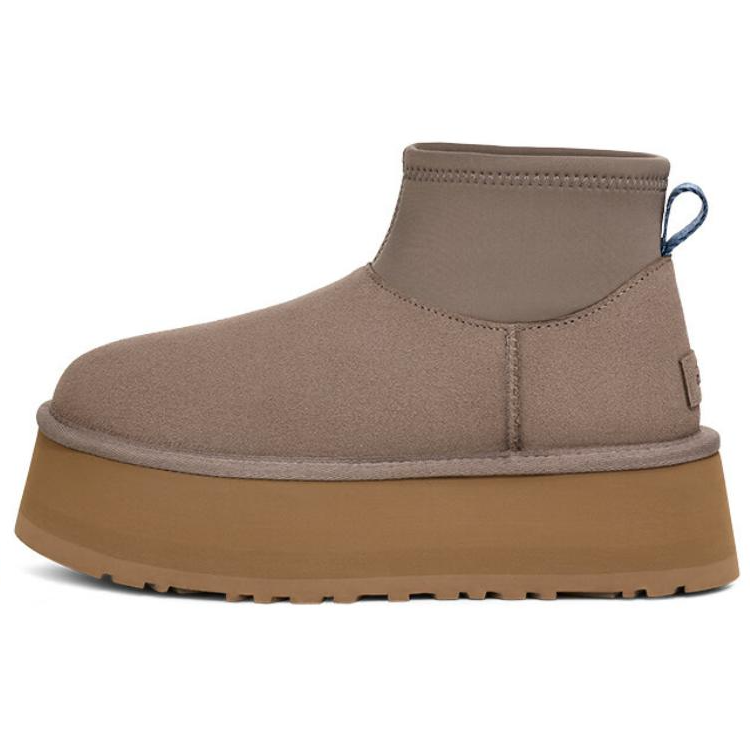 UGG Classic Dipper Fleece Lined, Fashion Comfortable Round Tip Short Snow Boots Women's Gray Brown