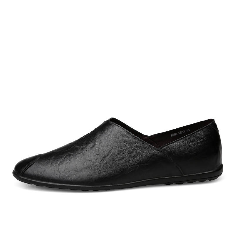 YINGLUNQISHI Top Grain Cow Leather Casual Shoes Men's Black