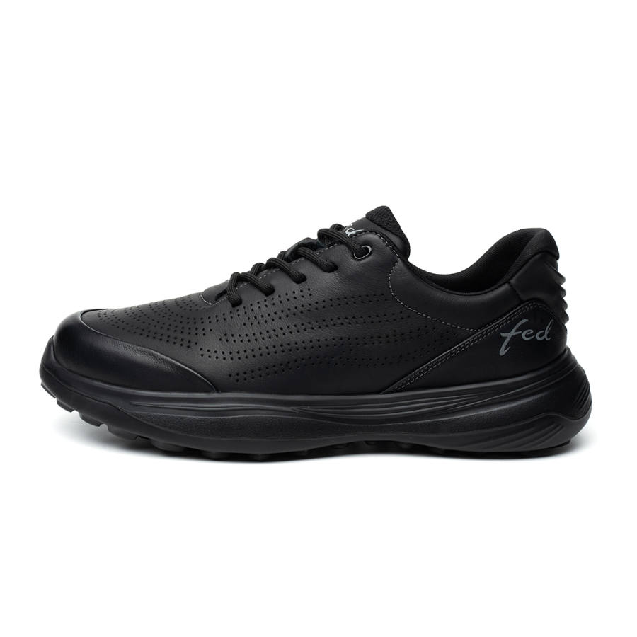 FED Top Grain Cow Leather Height Increasing Balance Impact Resistant Low top Casual Shoes Men's Black
