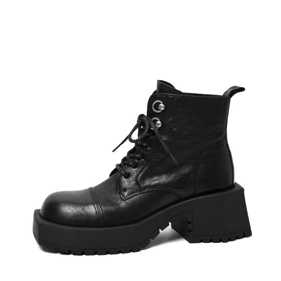 CAMEIDO Short Combat Boots Women's Black