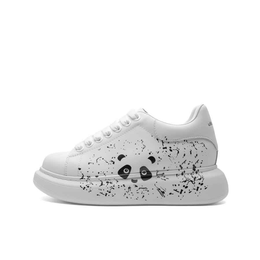 XIONGMAOMUMU Cow Split Leather Low top Skateboard Shoes Unisex White